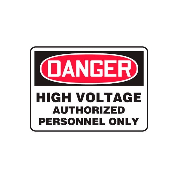 Accuform Accuform Danger Sign, High Voltage Authorized Personnel Only, 14inW x 10inH, Plastic MELC138VP - main